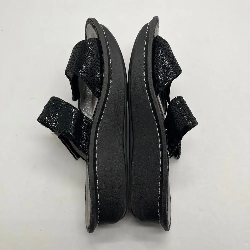 Alegria‎ Women's Karmen Black Metallica Fun Wedge Sandal Size 37